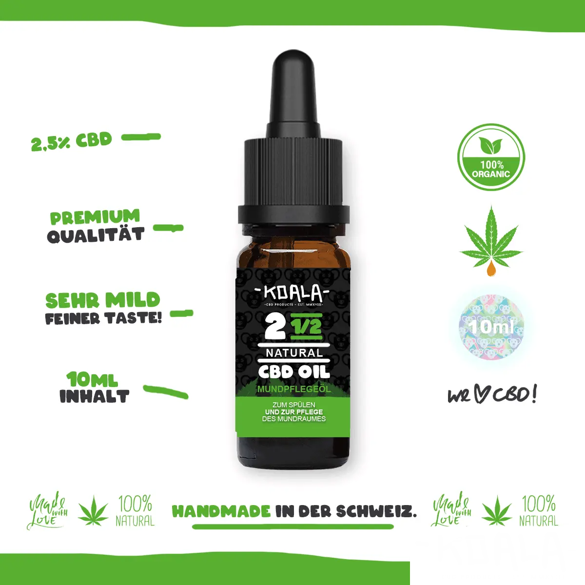 Aromaöl Neutral 2,5% - 250mg 🐨 CBD ÖL - Koala CBD Blüten, Cannabis Samen