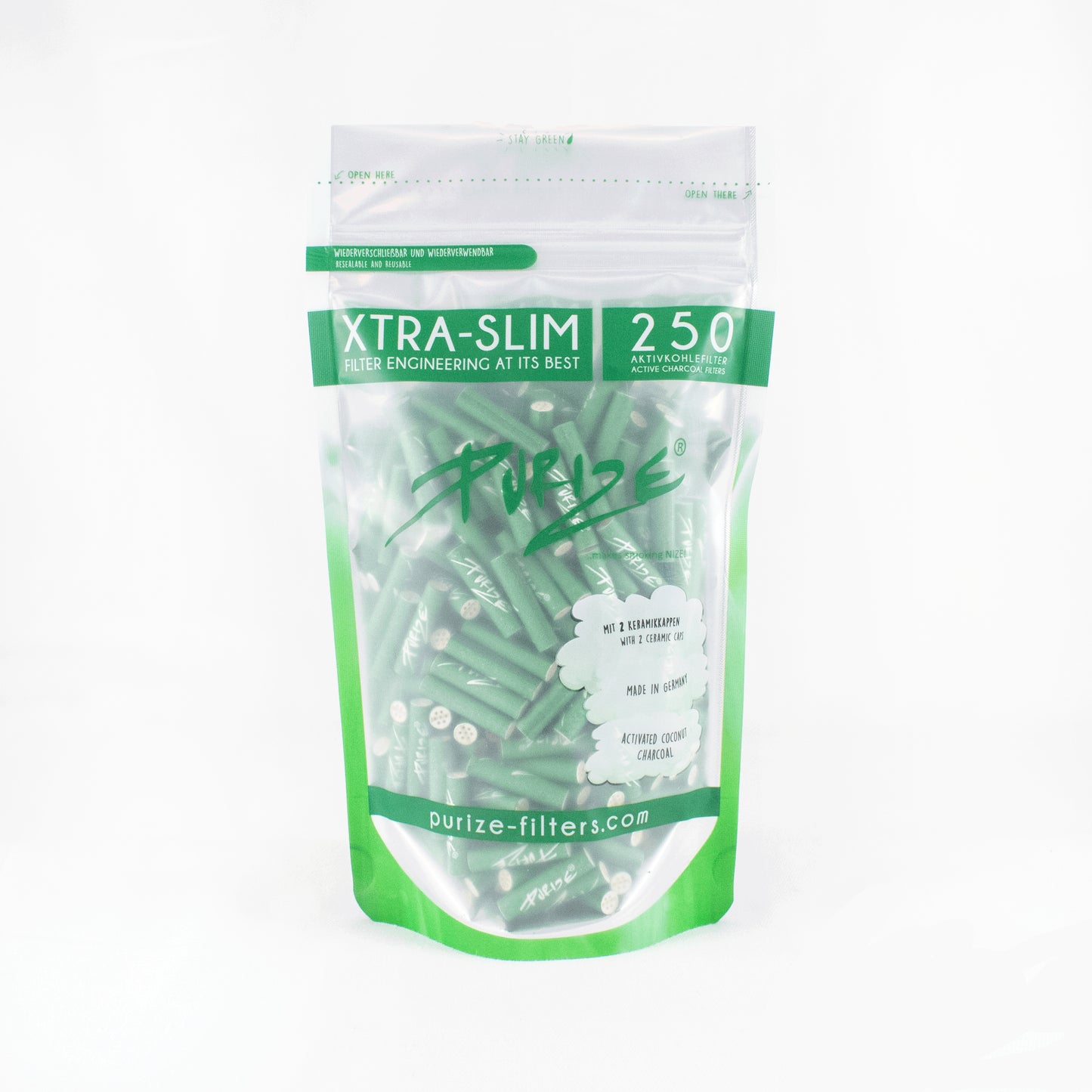 Purize Aktivkohlefilter Xtra Slim 250 Stück / Grün